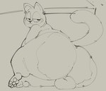 anthro balls big_butt butt fur genitals half-closed_eyes lying male narrowed_eyes obese obese_anthro obese_male on_side overweight overweight_anthro overweight_male pawpads rear_view simple_background smile solo tail thick_thighs sushiamazing garfield_(series) garfield_the_cat domestic_cat felid feline felis mammal 2024 digital_media_(artwork) hi_res monochrome sketch