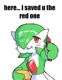 ambiguous_gender blush cheek_bulge crayon eating eating_crayon eating_object hair hair_over_eye humanoid_pointy_ears humor looking_at_viewer not_furry pointy_ears red_eyes simple_background smile solo white_background melfunnysmell nintendo pokemon gaba_(melfunnysmell) gardevoir generation_3_pokemon humanoid pokemon_(species) aliasing binary_drawing digital_drawing_(artwork) digital_media_(artwork) hi_res reaction_image