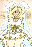 anthro big_breasts blonde_hair blush bodily_fluids breasts clothing dress female flower hair plant solo tears text wedding_dress wedding_veil white_body yellow_eyes lewdchuu_(artist) nintendo pokemon gwendolynn_(lewdchuu) generation_3_pokemon pokemon_(species) seviper english_text hi_res