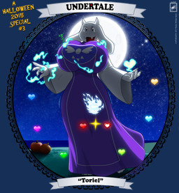 anthro banner big_breasts big_eyes breasts clothed clothing delta_rune_(emblem) detailed_background dress eyelashes female food fruit full_moon fur grass gui heart_symbol holidays magic moon night plant pumpkin robe sea sky smile solo star starry_sky symbol text tongue water white_body white_fur walter_sache halloween undertale undertale_(series) toriel boss_monster_(undertale) bovid caprine mammal 2015 absurd_res alpha_channel dated digital_media_(artwork) full-length_portrait hi_res portrait