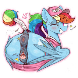 anal_wink animal_genitalia animal_vulva anus big_butt blue_body blush bodily_fluids butt clitoral_winking clitoris equine_anus equine_genitalia equine_vulva eyelashes feathered_wings feathers female feral genital_fluids genitals hair looking_at_viewer looking_back looking_back_at_viewer multicolored_hair one_eye_closed puffy_anus pupils quadruped rear_view simple_background smile smiling_at_viewer solo sweat sweaty_butt tail thick_thighs three-quarter_view vaginal_fluids vulva wings wink winking_at_viewer aer0_zer0 friendship_is_magic hasbro my_little_pony mythology rainbow_dash_(mlp) equid equine mammal mythological_creature mythological_equine pegasus 1:1 2025 absurd_res hi_res