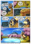 2016 angry anthro artifact black_hair black_nose blue_eyes breasts canid canine clothed clothing cloud comic computer detailed_background dialogue digital_media_(artwork) dipstick_tail electronics english_text feet female fenavi_montaro fennec_fox feretta fingerless_(marking) fox fur grass hair herm_(lore) hi_res librarian_archive_recovery_system mammal markings mountain outside plant pond robe rock scenery shaded shrub sky speech_bubble tail tail_markings tale_of_tails text toeless_(marking) tree true_fox url water yellow_body yellow_fur
