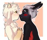 anthro blush duo gag heart_symbol male male/male nose_to_nose smile surprise sukii made_in_abyss tote_brando unbodied bovid caprine goat lagomorph leporid mammal narehate rabbit absurd_res hi_res