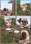 age_difference anthro blush dialogue duo female male mate_(beverage) mountain outside plant shrub size_difference spying text working young liryal strome_(liryal) tilcara_(liryal) alpaca bovid camelid caprine mammal sheep absurd_res comic english_text hi_res