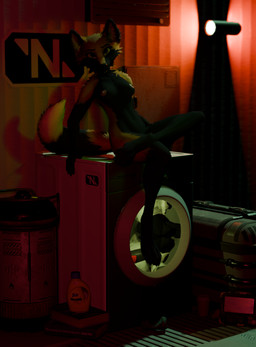 anthro appliance beret breasts canister clothing crate drugs dryer emergency_light exposed_breasts female fingers fur hat headgear headwear laundry laundry_machine looking_at_viewer nipples nude pills sitting sitting_on_object solo tail text vent protolady ruaidri_(modeler) nanotrasen tide_(brand) fox_(protolady) canid canine fox mammal 3d_(artwork) blender_(artwork) digital_media_(artwork) english_text hi_res