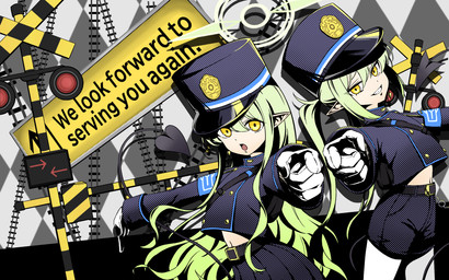 blue_clothing blue_hat blue_headwear bottomwear clothing duo female female_humanoid gesture gloves green_hair hair halo hand_gesture handwear hat headgear headwear heart_tail legwear midriff navel open_mouth pantyhose pointing pointing_at_viewer pointy_ears prick_ears shorts skirt smile tail teeth traffic_light white_clothing white_gloves white_handwear white_legwear white_pantyhose yellow_eyes young young_female young_humanoid lacra blue_archive nexon hikari_(blue_archive) nozomi_(blue_archive) demon demon_humanoid humanoid tailed_humanoid 16:10 hi_res widescreen
