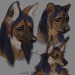 anthro black_hair blue_hair brown_eyes hair long_hair male simple_background solo lostgoose canid canine mammal maned_wolf 1:1 2023 portrait