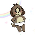 1:1 animal_crossing anthro barefoot blush briefs briefs_only brown_body brown_fur bulge canid canine canis clothed clothing digby_(animal_crossing) domestic_dog feet freckles fur heart_symbol male mammal nintendo nishi_oxnard rainbow simple_background smile solo sparkles tighty_whities topless underwear underwear_only white_background white_briefs white_clothing white_underwear y-fronts