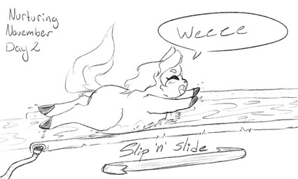 ambiguous_feral ambiguous_fluids ambiguous_gender blush blush_lines buckteeth dialogue excited eyebrows eyelashes eyes_closed feral hair happy hooves open_mouth plank side_view sliding solo speech_bubble tail teeth text young young_ambiguous young_feral lemoncurds fluffy_pony fluffy_pony_(species) mammal 2021 digital_media_(artwork) english_text hi_res monochrome