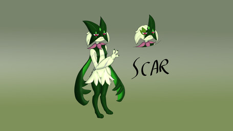 anthro arm_scar broken_mask cape clothing female fur green_body green_fur scar solo derpsickle nintendo pokemon generation_9_pokemon meowscarada pokemon_(species) 16:9 4k absurd_res hi_res widescreen