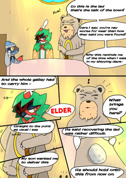 6_panel_comic ambiguous_gender anthro apple bandage beak beard bed bedding black_text blanket blue_body dialogue eating elderly ellipsis exclamation_point facial_hair food fruit fur furniture group half-closed_eyes holding_apple holding_food holding_fruit holding_object inside light looking_at_another male motion_lines mouth_closed narrowed_eyes on_bed open_mouth open_smile orange_eyes pillow plant question_mark red_text shadow sitting sitting_on_bed smile sound_effects speech_bubble sunlight talking_to_another text trio wall_(structure) white_sclera window sawlamander nintendo pokemon pokemon_mystery_dungeon spike_chunsoft decidueye generation_1_pokemon generation_2_pokemon generation_4_pokemon generation_7_pokemon pikachu pokemon_(species) riolu ursaring 2026 comic english_text hi_res