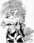 1995 anthro armwear big_breasts boots breasts clothing cushion dominatrix elbow_gloves female fingerless_gloves footwear gloves greyscale handwear legwear looking_at_viewer mammal monochrome oscar_marcus porcupine rodent simple_background smile solo thigh_highs whip white_background