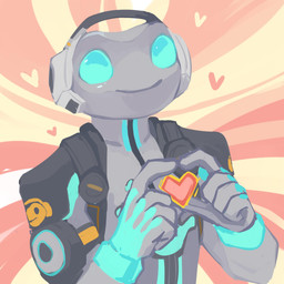 abstract_background beady_eyes black_body blue_body front_view grey_body heart_symbol machine male mouth_closed solo standing unsigned corzh77 blizzard_entertainment overwatch lucio_(overwatch) robot 1:1 absurd_res half-length_portrait hi_res portrait