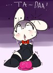 abdominal_bulge ahegao anthro armwear biped blush bodily_fluids bow_(feature) bow_tie breasts buckteeth bunny_costume cleavage clothed clothing clothing_aside costume dialogue dildo dildo_sitting elbow_gloves ellipsis female fur genital_fluids genitals gloves handwear kneeling large_penetration legwear leotard leotard_aside looking_pleasured looking_up magician masturbation open_mouth penetration pussy sex_toy shaking short_stack simple_background solo sweat teeth text thigh_highs toying_self vaginal vaginal_fluids vaginal_masturbation vaginal_penetration white_body white_fur vono lagomorph leporid mammal rabbit 2018 digital_media_(artwork) english_text