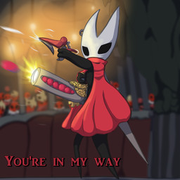 2_horns biped black_body black_eyes cloak clothed clothing dialogue dual_wielding empty_eyes female gatling_gun gun handgun holding_object holding_ranged_weapon holding_weapon horn hornet's_needle machine_gun melee_weapon minigun pistol ranged_weapon red_body red_cloak red_clothing red_text shooting shooting_gun silk skull_helmet standing text tired_eyes weapon weapon_on_back poofythedragon hollow_knight:_silksong hollow_knight_(franchise) team_cherry hornet_(hollow_knight) ant arthropod hymenopteran insect skarr skarr_scout skarr_stalker spear_skarr 1:1 2025 absurd_res english_text hi_res