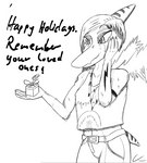 anthro arm_tattoo bodily_fluids christmas_present clothed clothing female gift hair holidays long_snout midriff simple_background snout solo tattoo tears text white_background wings crezz_crow cavemanon_studios christmas goodbye_volcano_high snoot_game fang_(gvh) dinosaur prehistoric_species pterodactylus pterosaur reptile scalie english_text monochrome sketch