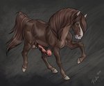 2019 anatomically_correct anatomically_correct_genitalia anatomically_correct_penis animal_genitalia animal_penis balls big_flare brown_body brown_fur brown_hair equid equine equine_genitalia equine_penis erection feral flared_penis fur genitals green_eyes hair hooves horse male mammal penis rufciu simple_background solo