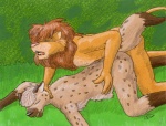 all_fours anthro anthro_on_anthro asphyxiation choking death doggystyle duo erotic_asphyxiation eyes_closed fangs felid forced from_behind_position guppy_(artist) hyena interspecies lion male male/male mammal neck_grab pantherine rape sex snuff spotted_hyena tail teeth tongue yellow_eyes