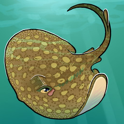 ambiguous_gender brown_body brown_scales countershading feral fin long_tail markings multicolored_body scales solo spots spotted_body spotted_markings tail two_tone_body underwater water yellow_eyes yellow_markings flamingpickle aquatic fish raspy_river_stingray ray_(fish) stingray 1:1