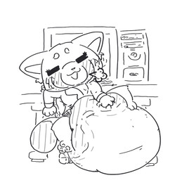 anthro big_diaper clothed clothing diaper diaper_masturbation eyes_closed female hand_on_diaper huge_diaper hyper_diaper masturbation office_clothing paws raised_paw sitting solo suit_jacket touching_diaper wearing_diaper boredomwithfriends aggretsuko sanrio retsuko ailurid mammal red_panda 2026 digital_drawing_(artwork) digital_media_(artwork) monochrome
