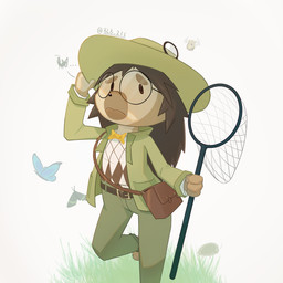 3_toes 4_fingers bag bow_tie clothing coat eyewear feet fingers glasses grass hair hat headgear headwear holding_clothing holding_hat holding_headgear holding_headwear holding_object long_hair male plant satchel simple_background standing toes topwear uniform wearing_glasses white_background blb_233 pixile_studios super_animal_royale animal_humanoid arthropod eulipotyphlan eulipotyphlan_humanoid hedgehog hedgehog_humanoid humanoid insect mammal mammal_humanoid hi_res