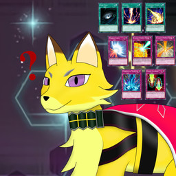 ambiguous_gender black_hole card feral looking_at_viewer magic_user purple_eyes question_mark solo spell_card_(yu-gi-oh) trap_card_(yu-gi-oh) yellow_body miles_rosebh yu-gi-oh! majespecter_fox_kyubi canid canine fox fox_spirit majespecter mammal 1:1 hi_res