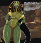 5_fingers anthro big_breasts breasts female female_anthro fingers genitals green_body green_scales green_skin hands_on_hips nipples non-mammal_breasts non-mammal_nipples pussy scales solo text thigh_gap elangelote ammit ammit_(moon_knight) crocodilian reptile scalie digital_media_(artwork) hi_res spanish_text translated