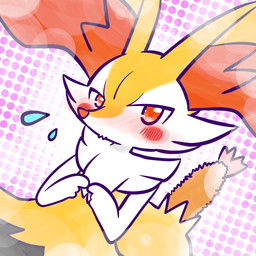 :3 ambiguous_anthro ambiguous_gender anthro biped blush blushing_profusely bodily_fluids dutch_angle embarrassed flying_sweatdrops food front_view index_to_index looking_at_viewer object_in_tail shrimp_(food) simple_background snout solo standing sweat sweatdrop tail annyui0611 nintendo pokemon braixen canid generation_6_pokemon mammal pokemon_(species) 1:1 2024 digital_drawing_(artwork) digital_media_(artwork) half-length_portrait hi_res japanese_description portrait translated_description