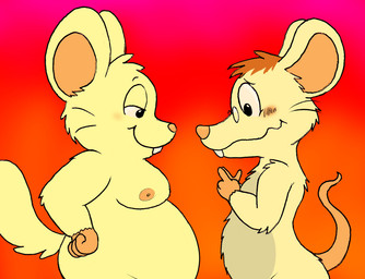anthro comparing duo embarrassed gradient_background male male/male moobs nude obese obese_male overweight overweight_male simple_background nishi_oxnard oxynard rex_(mouse) cricetid hamster house_mouse mammal mouse murid murine rodent source_request unavailable_at_source