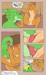 animal_genitalia anthro blush covering covering_face dominant dominant_female duo embarrassed female femboy gender_confusion genital_slit genitals gentle_femdom green_body green_scales horn licking male male/female nude orange_body orange_scales orientation_play penetration scales shy slit_penetration slit_play tail teasing tongue tongue_out biskierisky meral_fleetfoot zak_gem kobold scalie absurd_res hi_res