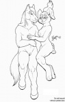 andromorph andromorph/female anthro bent_arm bent_leg big_eyes breasts cuddling do_not_distribute duo eye_contact eyewear female fur genitals glasses hair hooves humanoid_pointy_ears intersex intersex/female legs_together long_ears long_hair looking_at_another lying muscular muscular_andromorph muscular_intersex navel nipples nude pointy_ears ponytail pussy romantic romantic_couple simple_background smile tail tail_tuft tuft white_background adriky1012 pink_gecko_productions kelly_masila kenigra_nerlon equid equine horse lagomorph mammal line_art monochrome signature