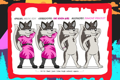 1980s_theme accessory_only anthro belt blood bodily_fluids bracelet bright_colors brown_body brown_fur cheek_tuft chest_tuft clothing dress dress_shoes eyeshadow facial_tuft female fur hand_on_hip hands_behind_head head_tuft horror_(theme) jewelry leggings legwear makeup no_genitals nude pink_clothing pointed_tail pointy_ears smile solo tuft alystairphantem the_party_animals valerie_snowden_(the_party_animals) arctic_fox canid canine fox mammal true_fox 3:2 absurd_res hi_res