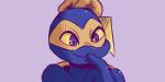 ambiguous_gender anthro clothing freckles kerchief mask purple_background shell simple_background smile solo inkyfrog teenage_mutant_ninja_turtles michelangelo_(tmnt) reptile scalie turtle 2019 2:1 sketch