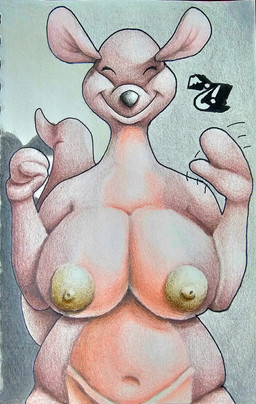 anthro big_breasts big_nipples breasts eyes_closed female gesture navel nipples pouch_(anatomy) smile smiling_at_viewer solo tail waving marthan_crowl_(artist) disney winnie_the_pooh_(franchise) kanga kangaroo macropod mammal marsupial absurd_res hi_res