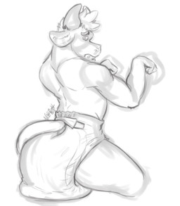 anthro clothing diaper feces horn male pacifier scatplay soiled_diaper soiling solo unclean_diaper used_diaper n0ttr0tt bovid bovine cattle mammal hi_res sketch