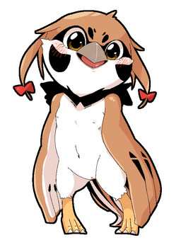 anthro blush bow_(feature) bow_ribbon feathers female genitals loli nipples open_mouth simple_background smile solo standing vulva yellow_eyes young young_anthro young_female doneru lisbelle_(doneru) avian bird owl 2015 adult_(lore)