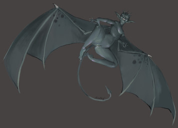 breasts exposed_breasts female genitals membrane_(anatomy) membranous_wings solo tail vulva wings sundaynoches humanoid imp digital_media_(artwork) hi_res