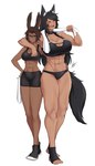 abs black_hair bottomwear bra breasts brown_hair clothing duo eyewear female glasses hair hug larger_female midriff muscular muscular_female quads shorts simple_background size_difference smaller_female sports_bra tan_body tan_skin towel towel_around_neck underwear white_background airisubaka final_fantasy square_enix rin_(bitme567) vera_(airisubaka) animal_humanoid canid canid_humanoid canine canine_humanoid humanoid lagomorph lagomorph_humanoid leporid_humanoid mammal mammal_humanoid rabbit_humanoid viera wolf_humanoid 2022 hi_res signature