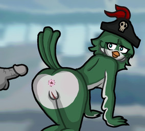 anthro big_breasts big_butt breasts budgey_piggy butt butt_focus duo female genitals looking_at_viewer looking_back male male/female penis pose sex vulva artist_inoi piggy_(roblox) roblox avian bird pinup