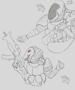 ak_platform anthro armor bulletproof_vest female gun military ranged_weapon rifle rifle_sling science_fiction soldier tactical_gear warrior weapon pikzal reptile scalie snake hi_res