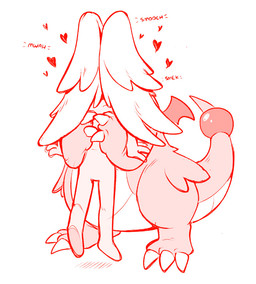 ambiguous_gender anthro big_wings claws duo fingers head_wings heart_symbol hip_wings hug kissing obscured_face orb simple_background size_difference small_wings sound_effects tail tail_orb thick_thighs unusual_wing_placement using_wings wide_hips wing_hug wings nostrem nintendo pokemon pokemon_legends_z-a dragonite generation_1_pokemon generation_9_pokemon human mammal mega_dragonite mega_evolution pokemon_(species) 2025 digital_media_(artwork)