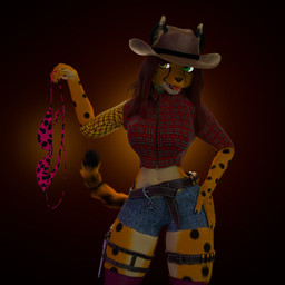anthro aroused belt clothed clothing female heterochromia nude passionate sheriff solo dev4ik cheetah felid feline mammal 1:1 3d_(artwork) digital_media_(artwork) hi_res
