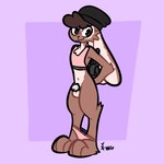 anthro arm_tuft balls beanie bedroom_eyes blush blush_lines bottomless bottomless_anthro bottomless_male brown_body brown_fur casual_chastity chastity_cage chastity_device cheek_tuft chest_tuft clothed clothing crop_top curled_hair elbow_tuft facial_tuft femboy fur genitals hair hat headgear headwear looking_at_viewer male male_chastity_device narrowed_eyes panties panties_around_ankles penis purple_background seductive shirt simple_background small_penis smile smirk smug smug_face smug_grin solo topwear tuft underwear xing1 cheddy_(galcheddy) lagomorph leporid mammal rabbit 1:1 absurd_res hi_res trans_(lore) trans_woman_(lore)