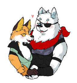 anthro anthro_on_anthro blue_sclera blush clothed clothing duo eye_patch eye_scar eyebrows eyewear facial_scar fully_clothed fur gloves handwear heart_symbol male male/male open_mouth open_smile orange_body orange_fur orange_sclera romantic romantic_couple scar simple_background smile topwear vest white_background white_body white_fur peach- epic_games fortnite fennix_(fortnite) polar_patroller bear canid canine fox mammal polar_bear red_fox true_fox ursine aliasing digital_media_(artwork) low_res
