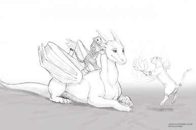 ambiguous_gender butt claws feet feral front_view fur group horn lying on_front rear_view smile spots standing tail toes trio wings conditional_dnp kodardragon mythology cheetah dragon felid feline lion mammal mythological_creature mythological_scalie pantherine scalie 2026 digital_drawing_(artwork) digital_media_(artwork) hi_res