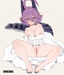 breasts feet female genitals hair humanoid_feet nipples plantigrade purple_hair pussy sharp_teeth solo spread_legs spreading teeth sandcavern humanoid absurd_res hi_res