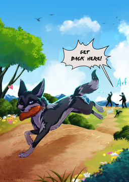 ambiguous_gender blush claws countershade_torso countershading day dialogue feet feral front_view fur group inner_ear_fluff outside sky solo_focus speech_bubble tail teeth text toes tuft rukifox canid canine canis coyote mammal 2026 digital_drawing_(artwork) digital_media_(artwork) english_text hi_res