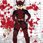 anthro blood bodily_fluids cosplay humanoid_hands male naughty_smile solo bastianlionheart marvel deadpool patxi_xabier_(character) animal_humanoid felid felid_humanoid feline feline_humanoid humanoid iberian_lynx lynx mammal mammal_humanoid 1:1