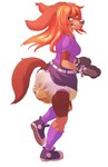 anthro bdsm biped blush bodily_fluids bondage_gear bondage_gloves brown_body brown_fur clothed clothing cuff_(restraint) diaper embarrassed feces female footwear fur genital_fluids hair handwear lock long_ears long_hair looking_back mittens orange_hair padlock pooping purple_clothing purple_footwear purple_shirt purple_socks purple_topwear restraints sagging_diaper shirt shoes side_view simple_background socks soiled_diaper soiling solo topwear unclean_diaper urine used_diaper wearing_diaper wet_diaper wetting white_background wrist_cuffs daire301 mammal 2015 digital_media_(artwork) hi_res