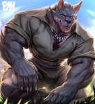 anthro asmund_(tavern_of_spear) body_hair bulge canid canine canis chest_hair claws fur hi_res male mammal muscular muscular_anthro muscular_male physen solo tavern_of_spear vein veiny_muscles wolf
